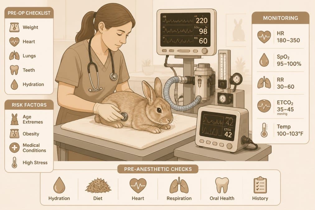 Professional illustration showing spay neuter rabbits risks