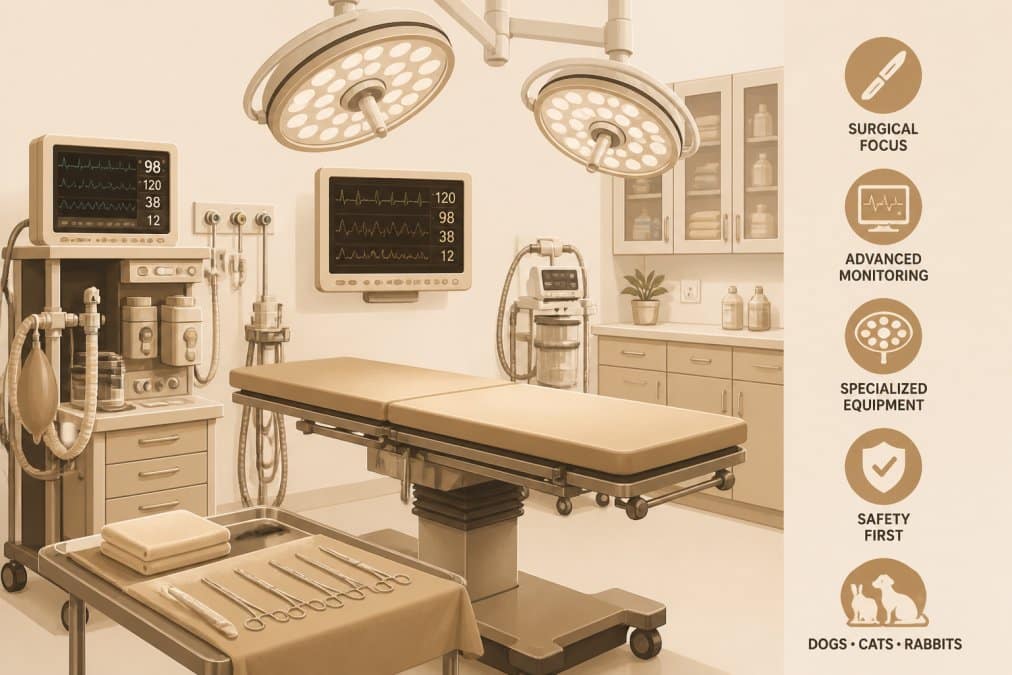 Professional illustration showing surgery center vs general practice